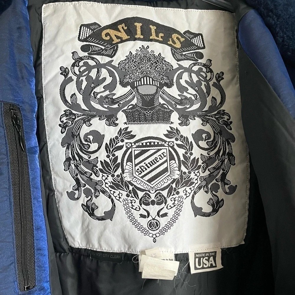 NILS Hooded Ski Jacket Vintage Womens 12 Iridescent Blue Retro Snow Winter Warm - Picture 10 of 13